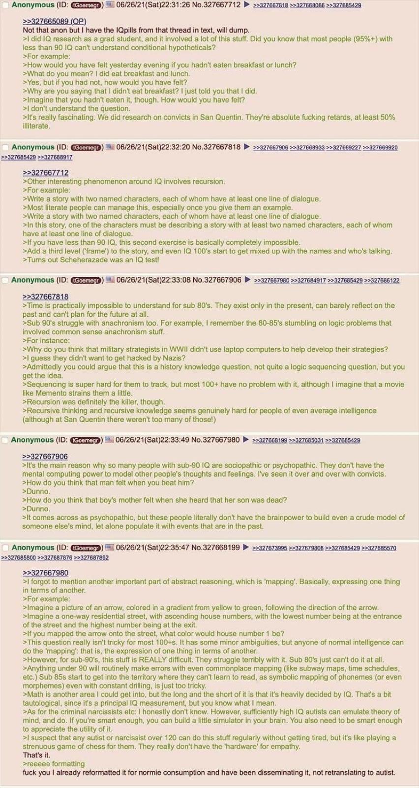 Conversations at different IQ levels